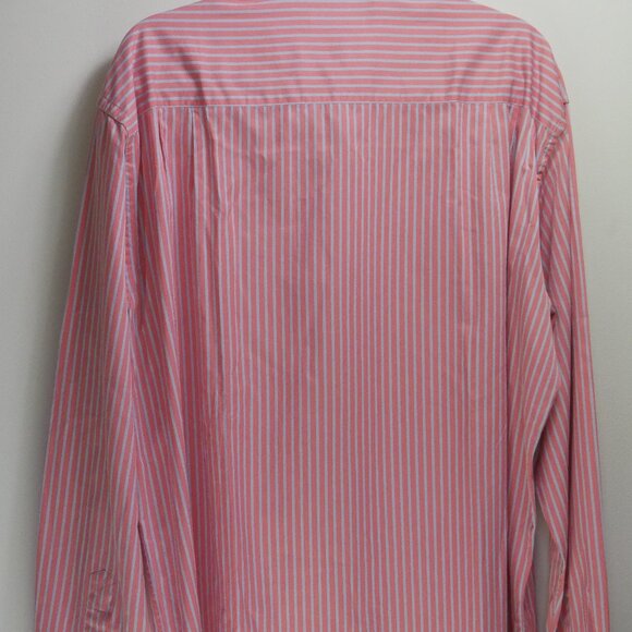 Ermenegildo Zegna Men's XXL Salmon Lt Gry Striped Button Down Shirt 100% Cotton - Picture 4 of 9